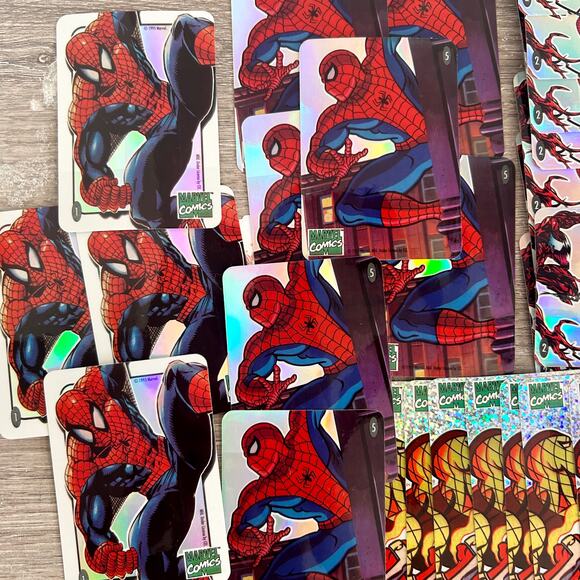 Vintage 1995 CEL Spiderman Vending Machine Holo PRISM Stickers Set of 76 EUC - Picture 2 of 11